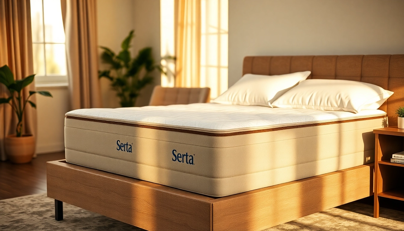 Relaxing bedroom showcasing a Serta Posturepedic mattress with soft lighting and serene colors.