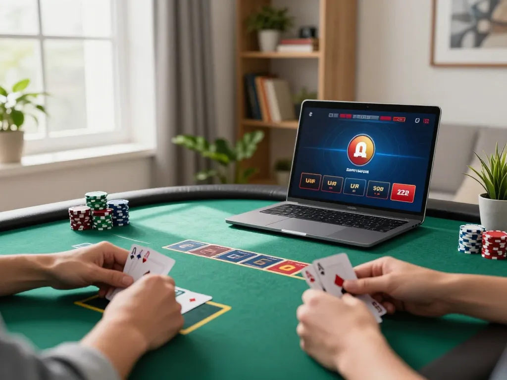 Player enjoying live dealer blackjack on their laptop at home, showcasing the excitement of Nhà cái ko66 gaming.