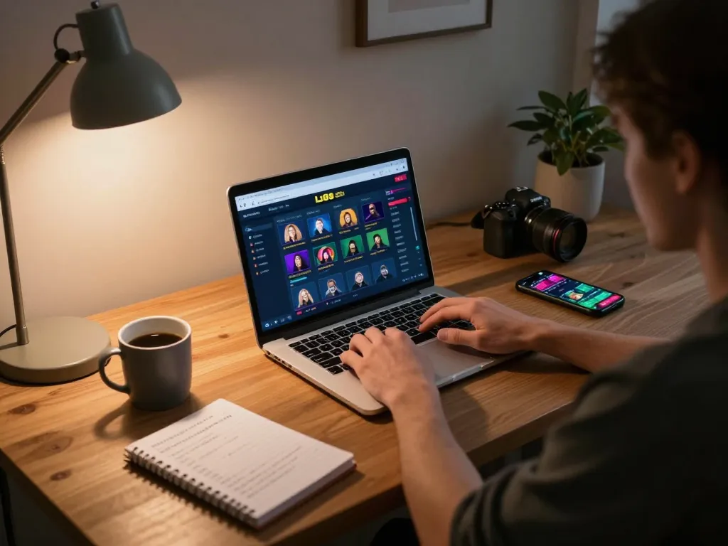 Person strategizing their bets on lu88 while using a laptop in a cozy home office setting