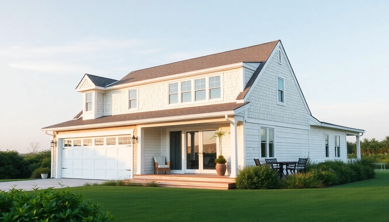 Captivating view of Cape Cod homes with spacious design, featuring attached garages amidst lush greenery