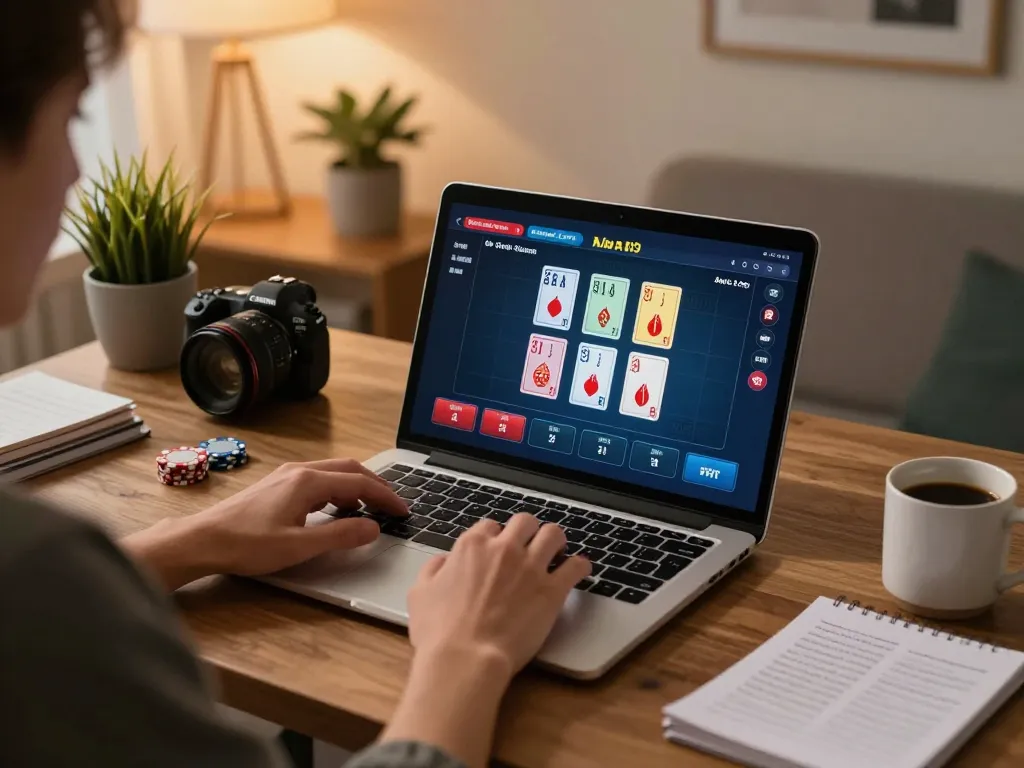KUBET offers a dynamic online blackjack experience, showcasing live dealer action on a laptop.