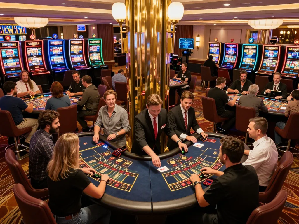 Players engaging in thrilling gameplay at LLWIN's luxurious casino, showcasing strategic bets and celebrating wins