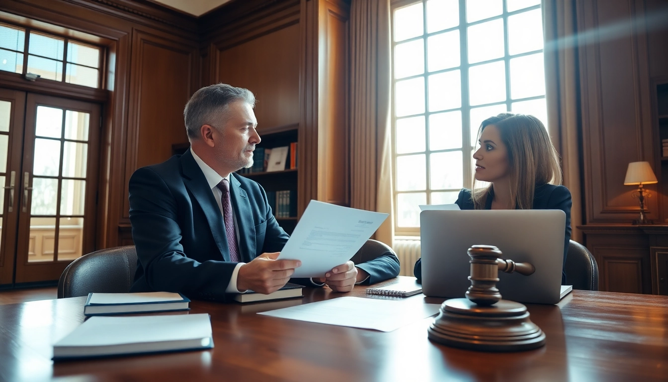 Legal consultant explaining probate solutions in an elegant office environment.