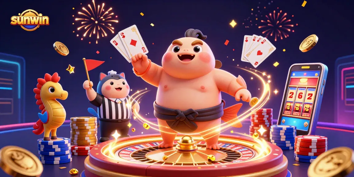 Play interactive casino games at Sunwin with vibrant 3D animated characters in a festive underwater scene.