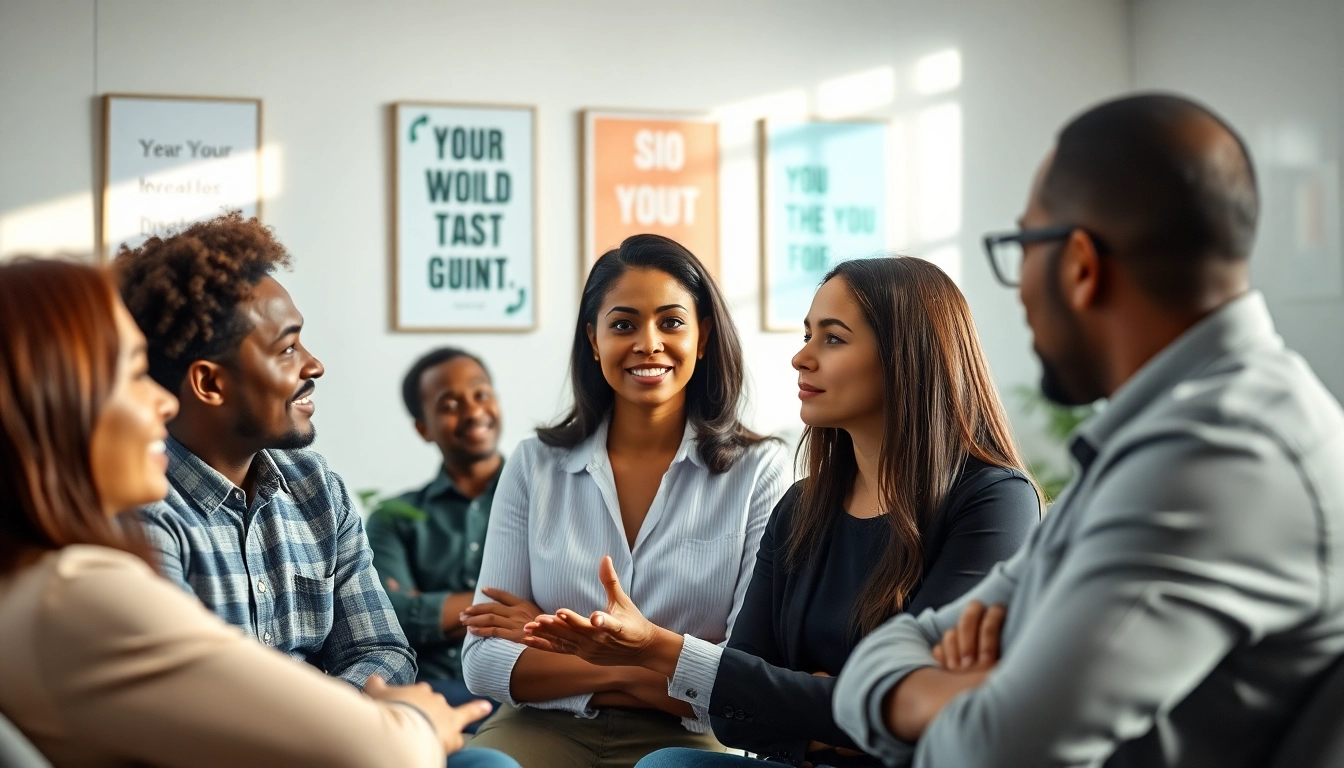 Engaging career coaching session showcasing professional interaction and diverse individuals.