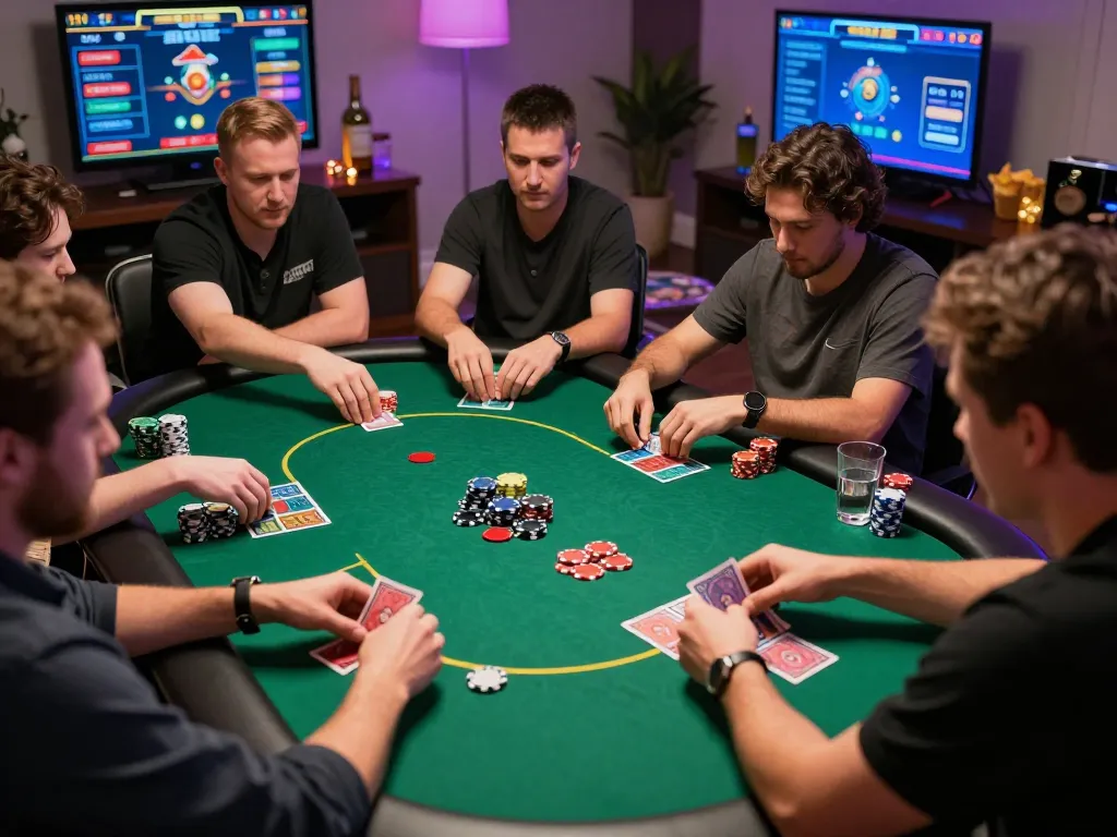 Players enjoying intense poker action at Nhà cái SC88 online casino, showcasing strategy and excitement.