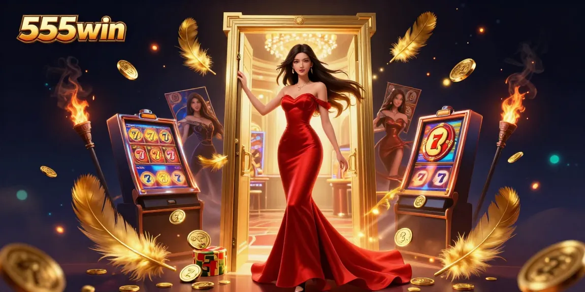 Experience excitement at 555win with immersive slot games and stunning visuals in a vibrant casino scene.