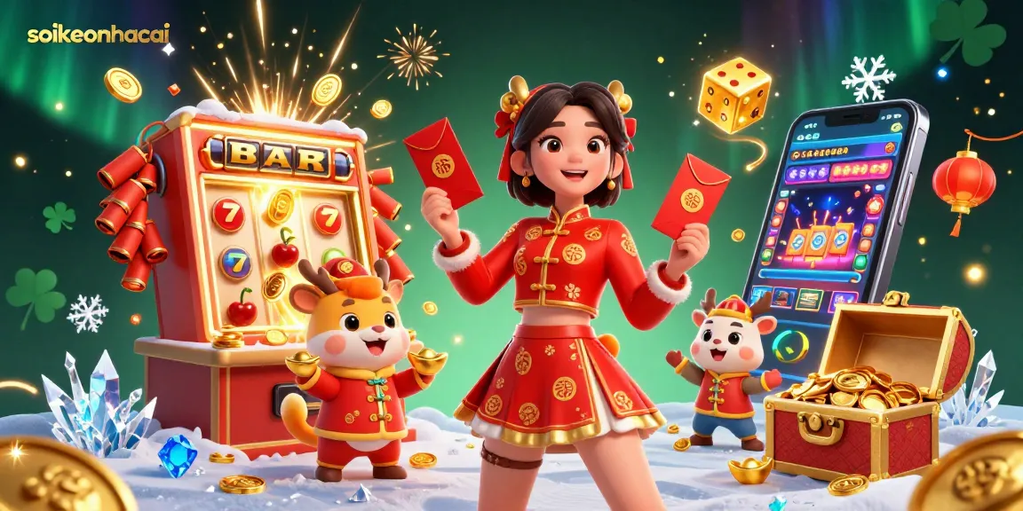 Experience thrilling wins with soikeonhacai in a vibrant, festive casino atmosphere featuring jackpots and lucky symbols.
