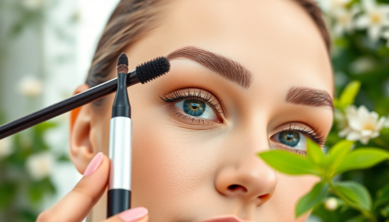 Apply the skone cosmetics brow wand for effortless, defined brows in a stunning beauty routine.
