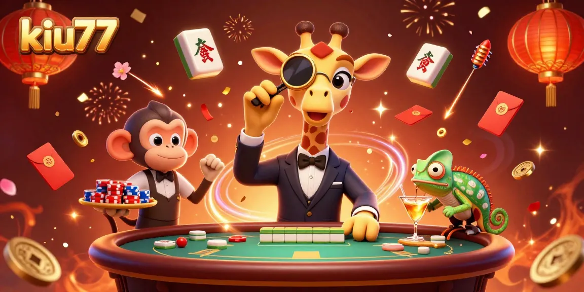 Experience high-stakes gaming with kiu77's vibrant illustration of casino fun through sophisticated characters.