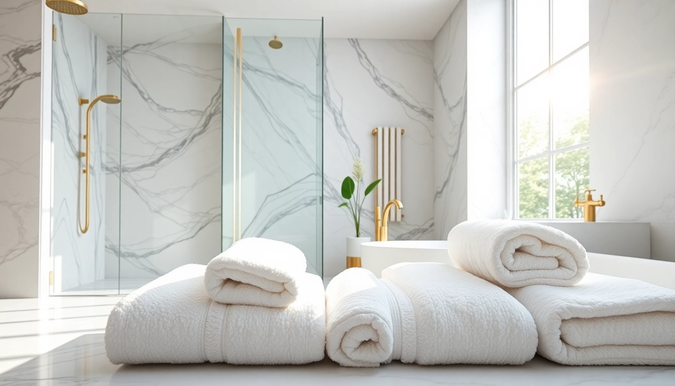 Experience elegant showers au with a luxurious bathroom showcasing a stylish shower and decor.
