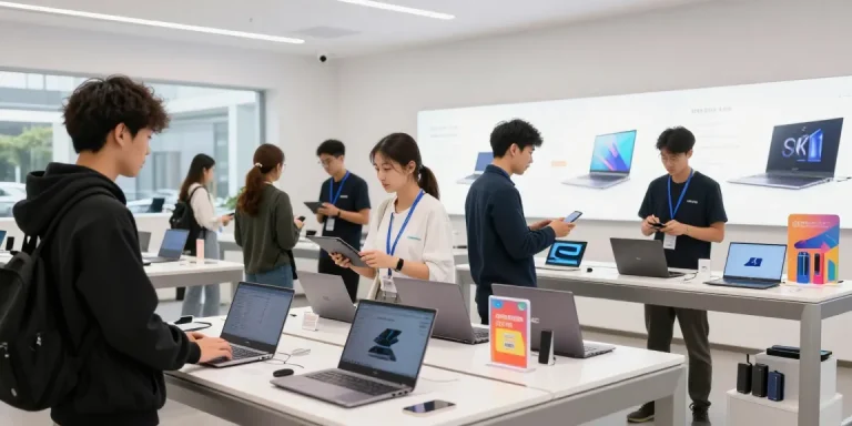 Explore top PC portable options at ulpressbureau.ma in a vibrant electronics showroom