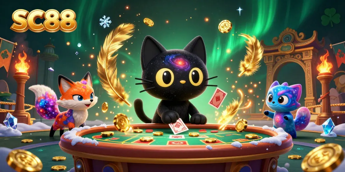 Experience thrilling action at SC88 with a dynamic cosmic casino scene featuring unique characters and vibrant game elements.
