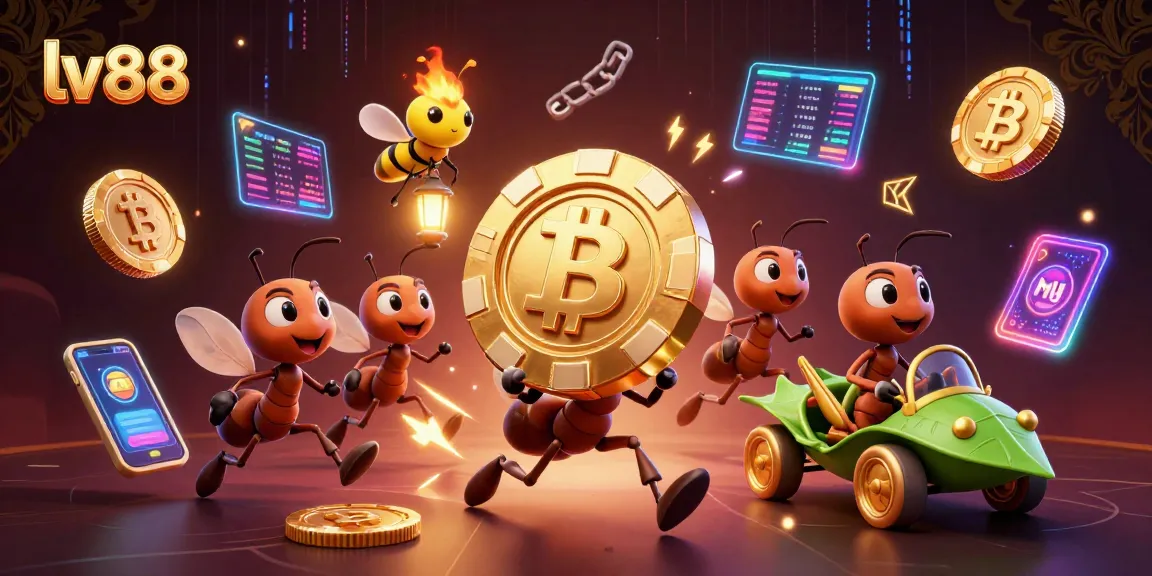 lv88 showcases playful ants on a heist, capturing excitement in the casino world with stunning visuals.