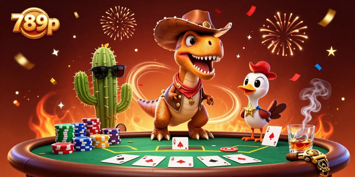 Engage in thrilling poker action with 789p's vibrant 3D casino illustration featuring fun characters.