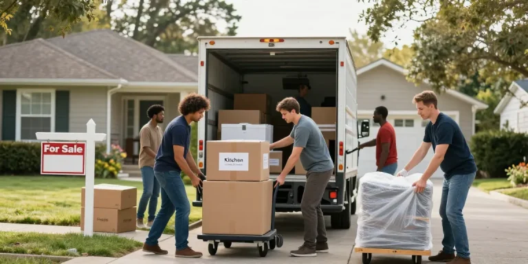 Professional moving team from https://ucuzatasin.com.tr efficiently packing a family's belongings on moving day for a smooth transition.