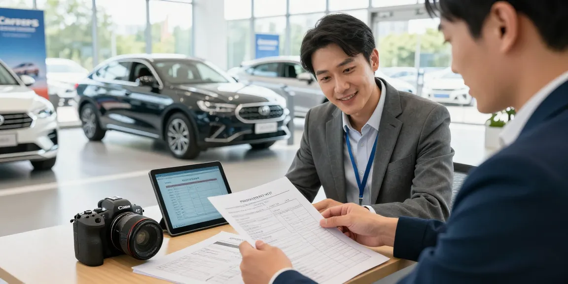 Buyer checking the best car history check UK report at a dealership, ensuring a smart purchase.