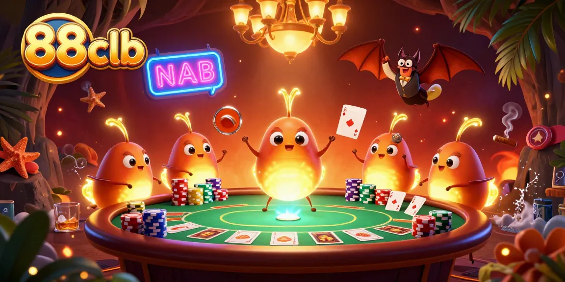 Experience the vibrant energy of 88 clb with a glowworm casino scene filled with poker action.