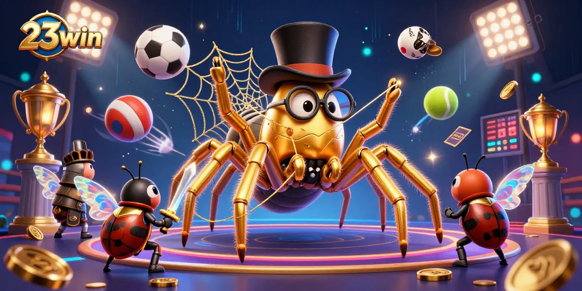 Win big with 23win as animated characters celebrate in a vibrant casino scene.