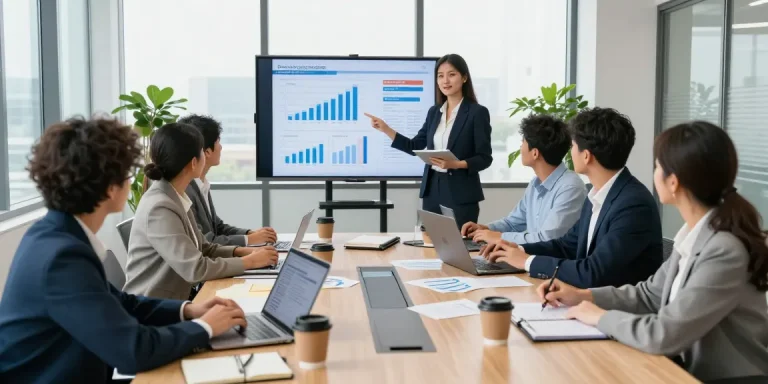 Collaborative team discussing business process outsourcing strategies in a modern office setting.