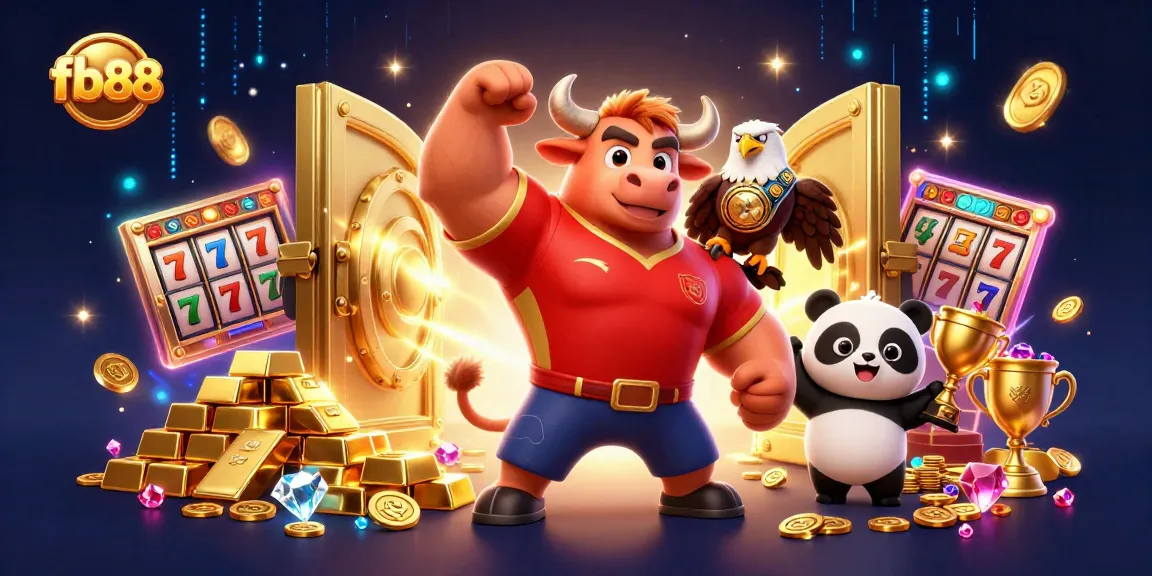 Win big at fb88 with a vibrant illustration of gaming characters and casino elements.