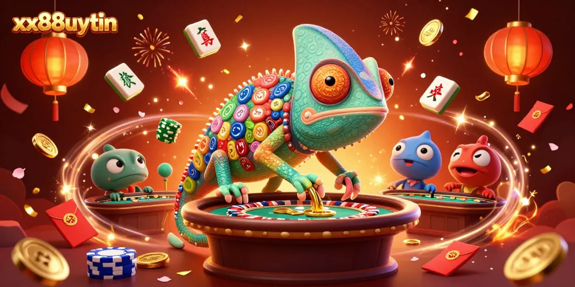 Join the excitement of xx88uytin with vibrant casino action featuring a colorful chameleon mascot!