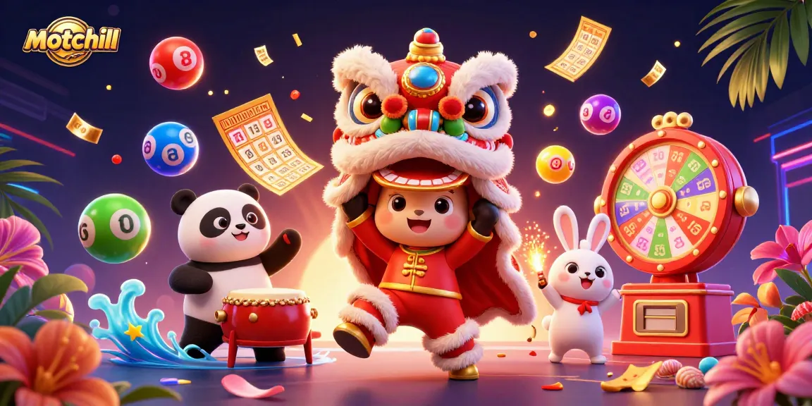 Catch thrilling moments with motchill as vibrant lottery elements surround a dancing lion!