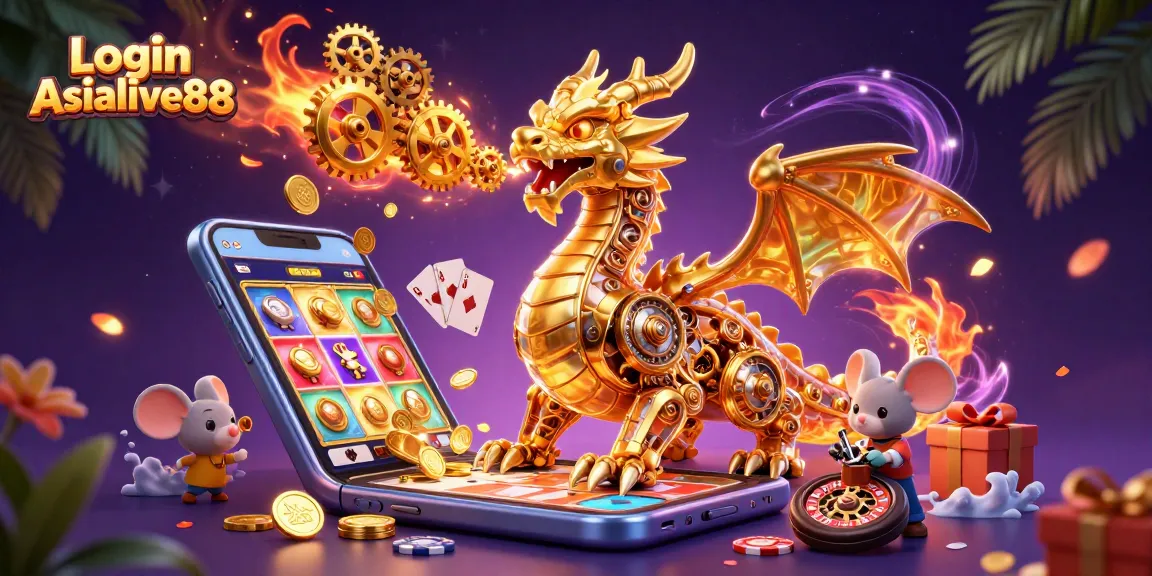 Experience the thrill of Login Asialive88 with dynamic gaming elements and golden dragon!