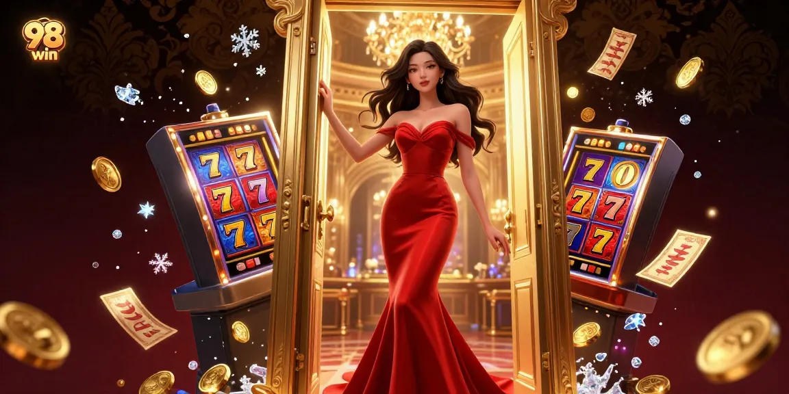 Experience the thrill of 98 win with photorealistic scenes of jackpots and exciting casino elements.
