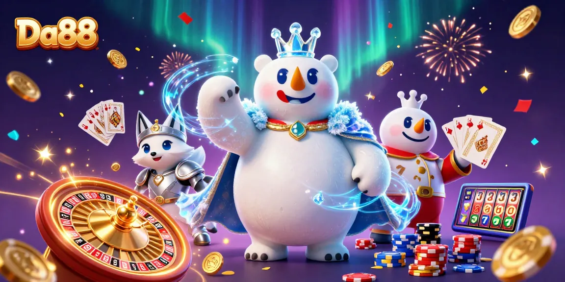 Experience thrilling wins with Da88 as golden coins and vibrant game elements soar in this dynamic casino scene.