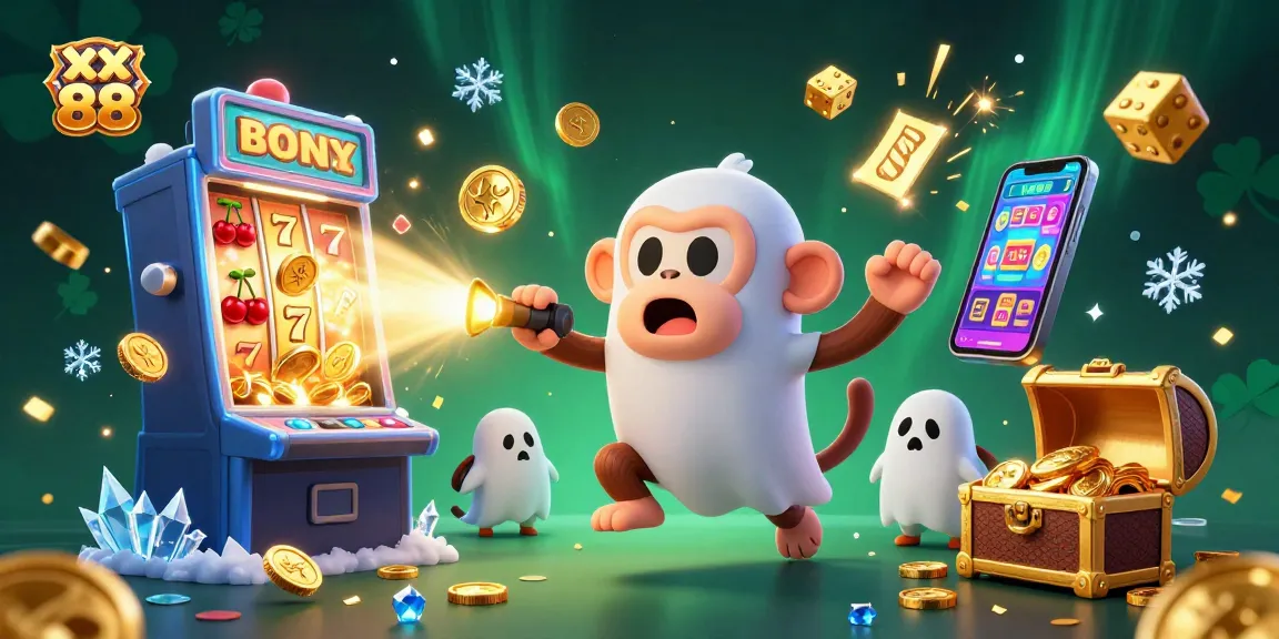 Win big with xx 88 as a mischievous monkey juggles casino treasures in a haunted scene.