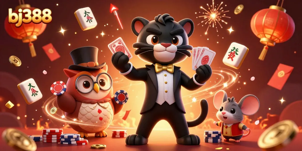 Experience the excitement of bj388 with a stylish panther dealer and vibrant casino elements.