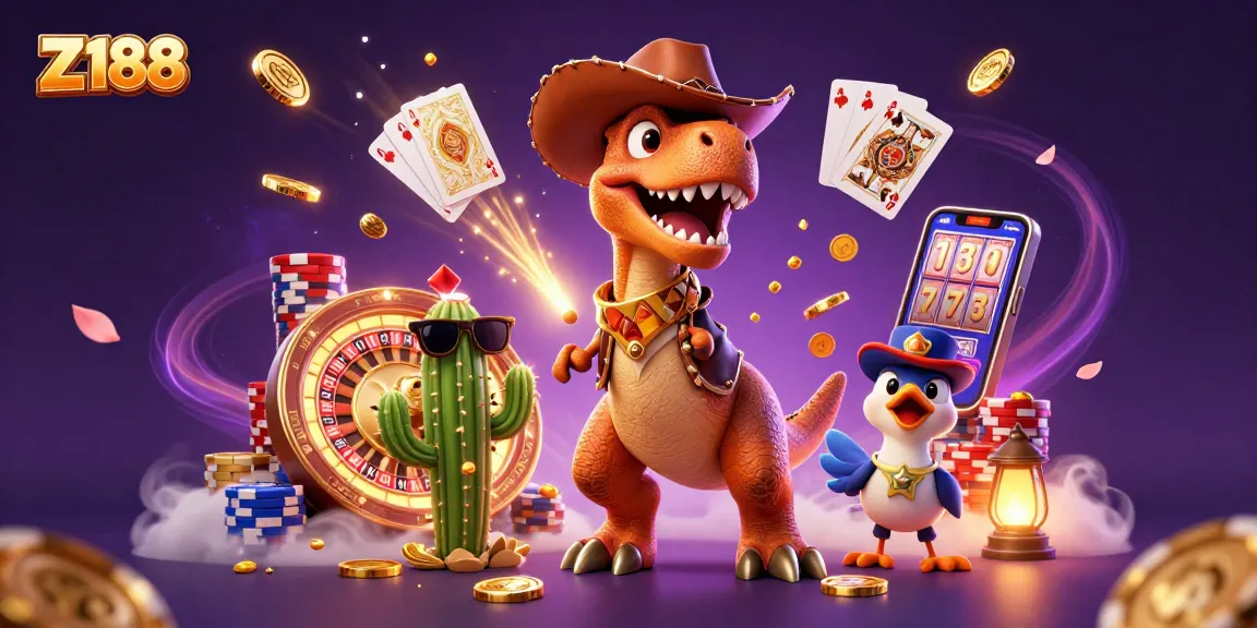 Z188 lively online gaming experience with dynamic 3D characters and casino elements
