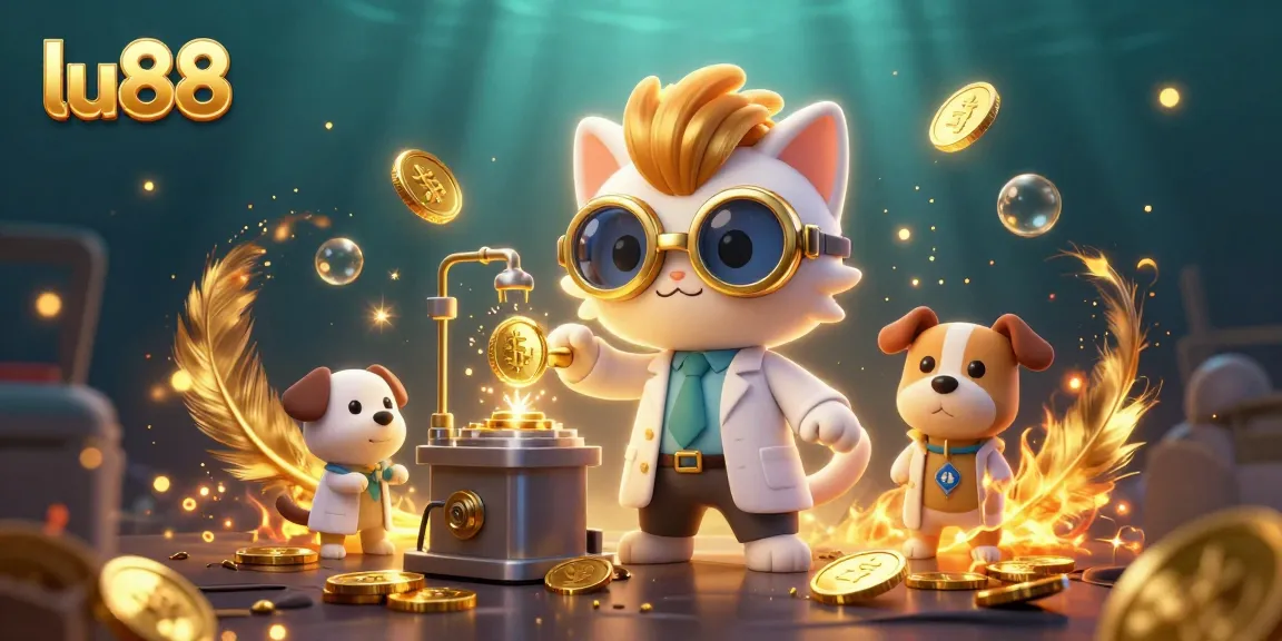 Experience thrilling wins with lu88 as cartoon scientist and dog create a gold-coin machine.