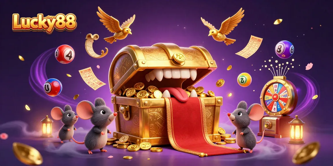 Win big with Lucky88 in this vibrant 3D scene of enchanting casino treasures.