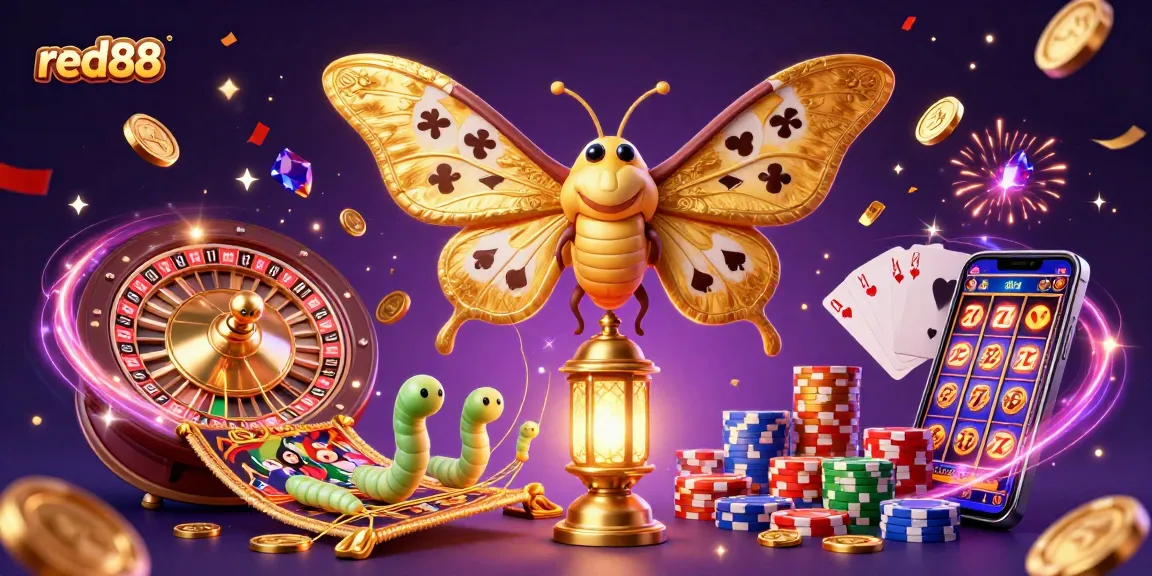 Experience excitement at red88 with enchanting casino elements, showcasing games and vibrant visual details.