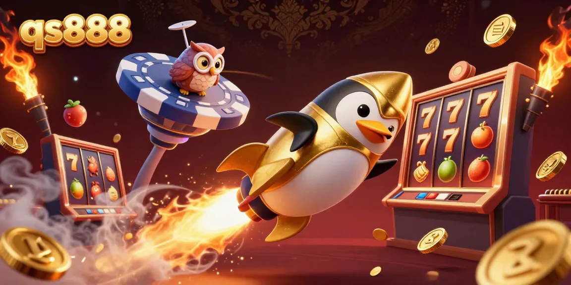 Experience excitement with qs888 as golden penguin blasts to a casino-themed cosmos.