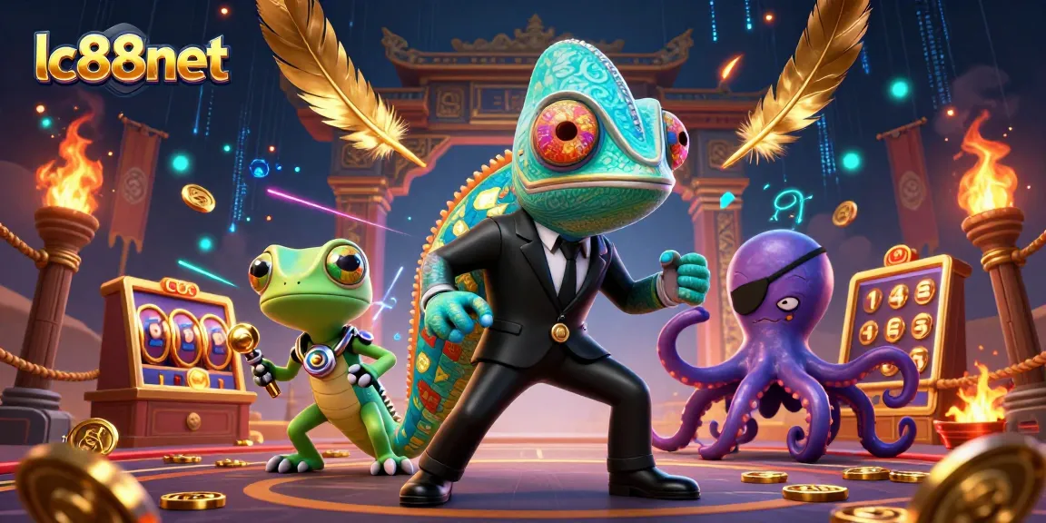 Experience thrilling gaming action at lc88net with vibrant scenes and captivating characters in a 3D casino setting.