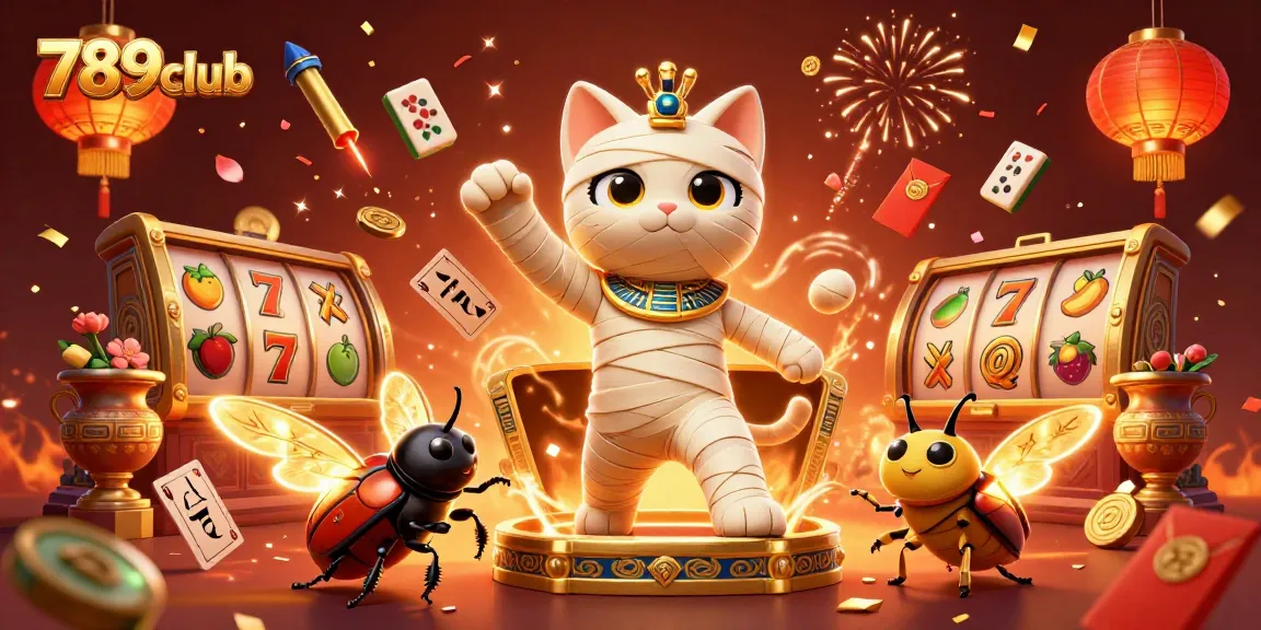 Experience thrilling gaming with 789club in an epic casino illustration featuring vibrant symbols and characters.