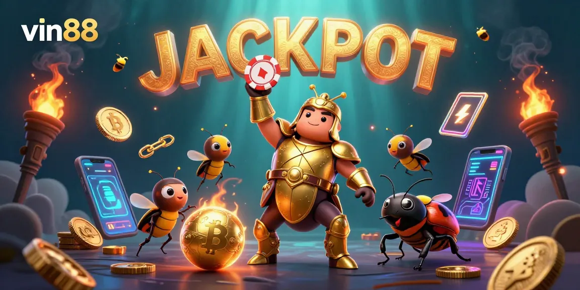 Experience the thrilling gameplay of vin88 with jackpot moments portrayed in a vibrant 3D casino scene.