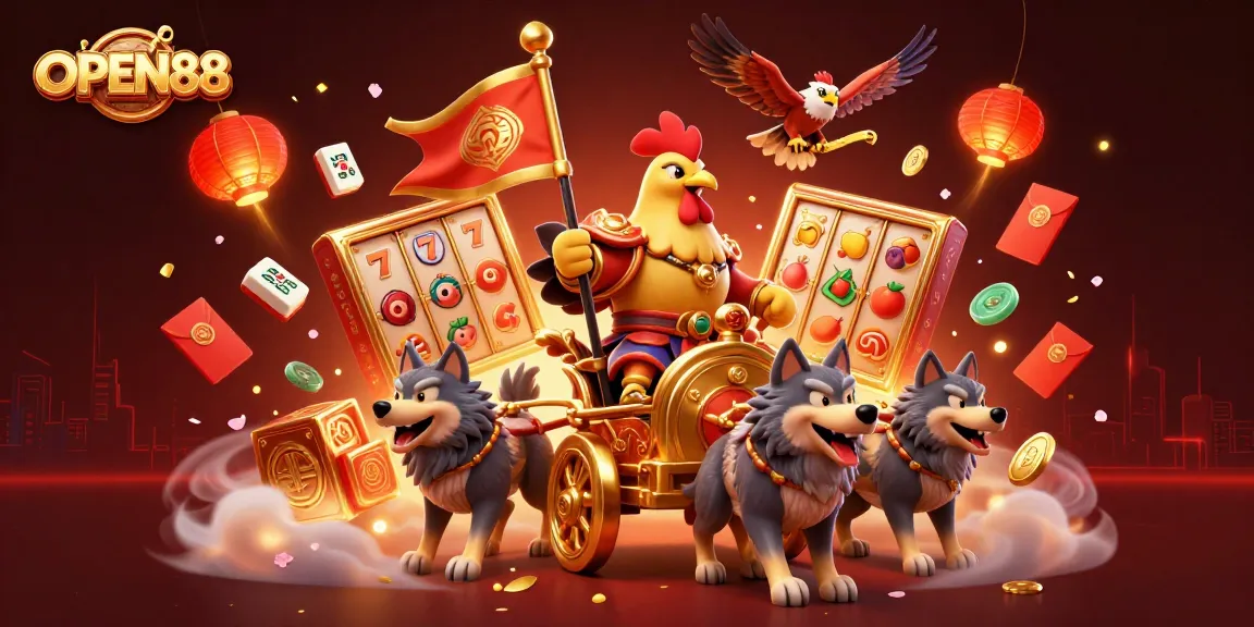 Engage with OPEN88's thrilling casino experience featuring a dynamic character scene with slot elements.