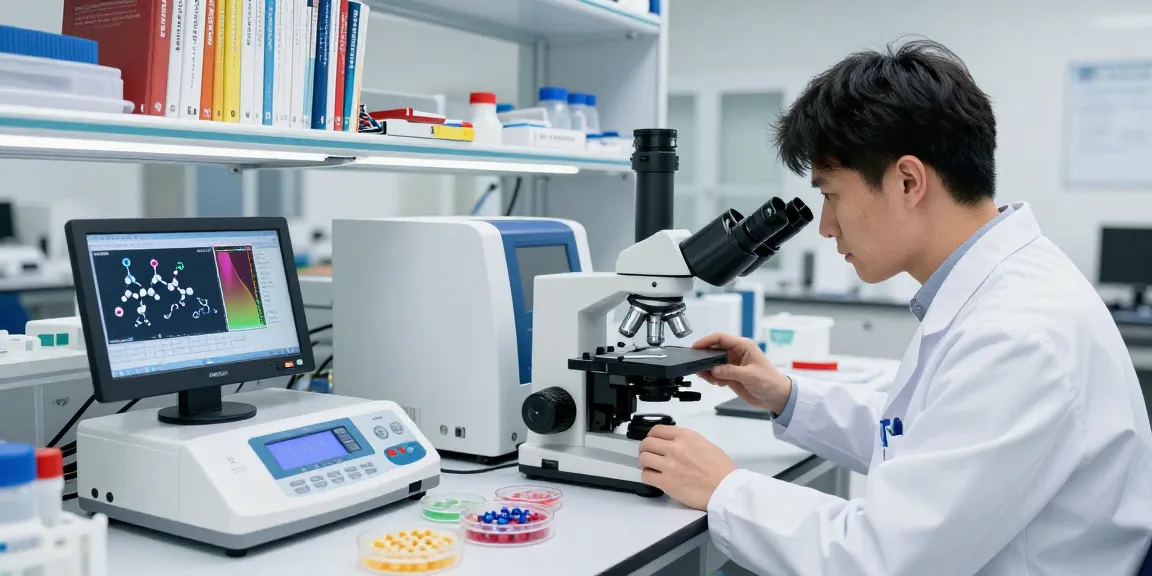 Scientist analyzing peptides in a modern laboratory setting to ensure research accuracy and quality.