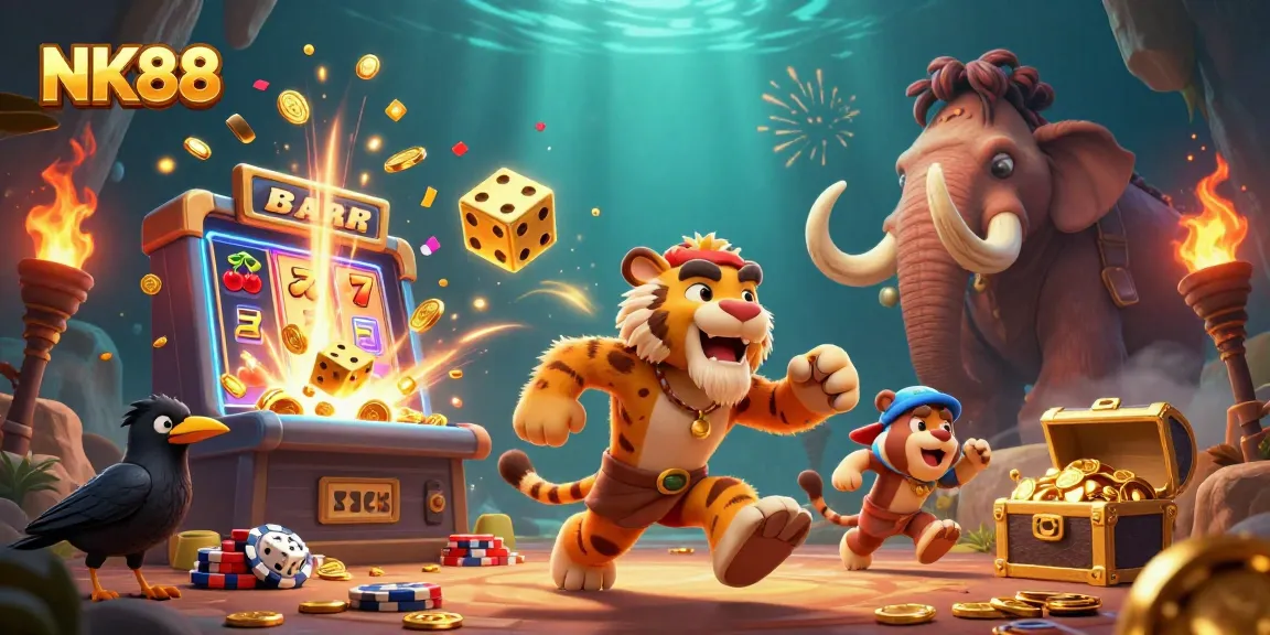 Experience thrilling gameplay at NK88 with a vibrant casino scene full of action and excitement.