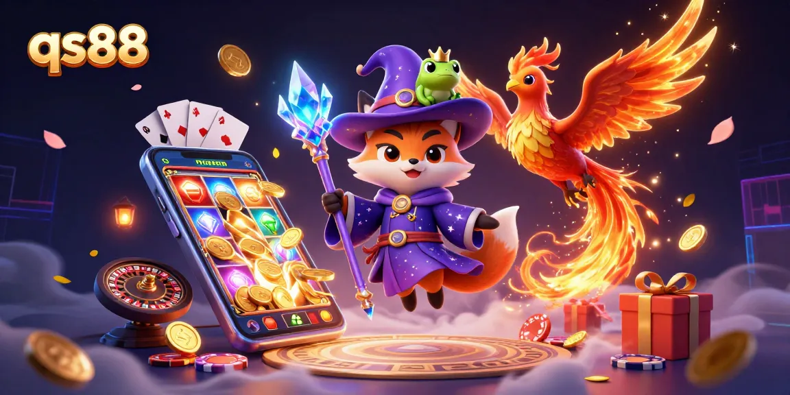Spin the reels at qs88 with this vibrant illustration showcasing enchanting casino elements.
