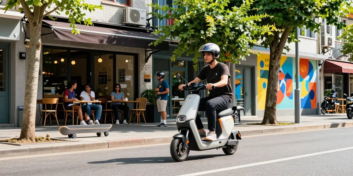 Rider enjoying a safe ride with Escooter insider tips in a vibrant city setting.