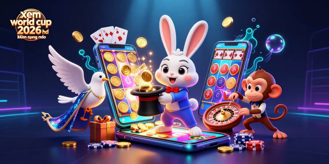 Engage in xem world cup 2026 hd không quảng cáo with a dynamic scene of a magician, glamorous dove, and monkey amidst casino games.
