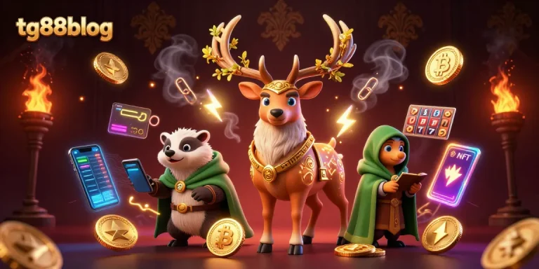 Engage with tg88blog's vibrant 3D casino illustration featuring games and crypto.