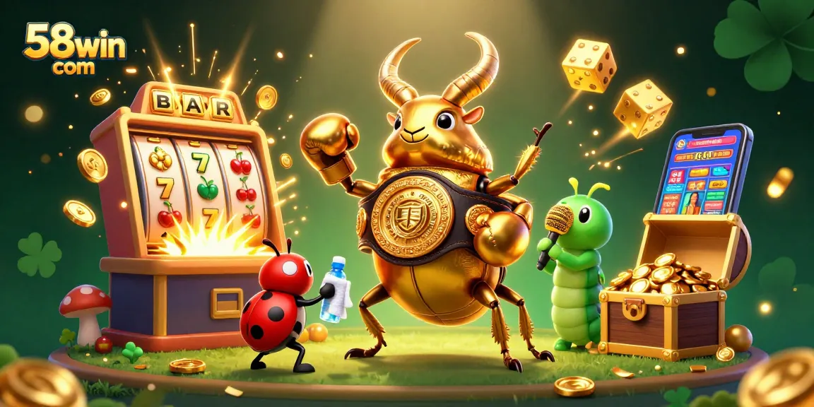 Engage in thrilling gameplay at 58win com with colorful dynamic characters and casino elements.