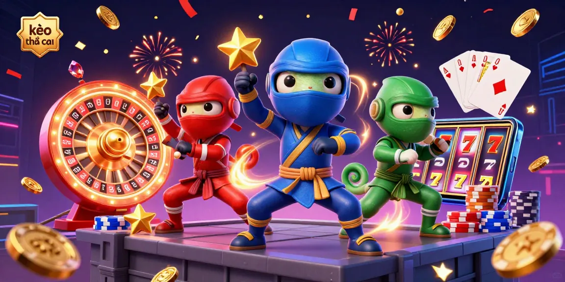 Engage with kèo nhà cái as ninja chameleons perform stunning betting moves, surrounded by casino treasures.