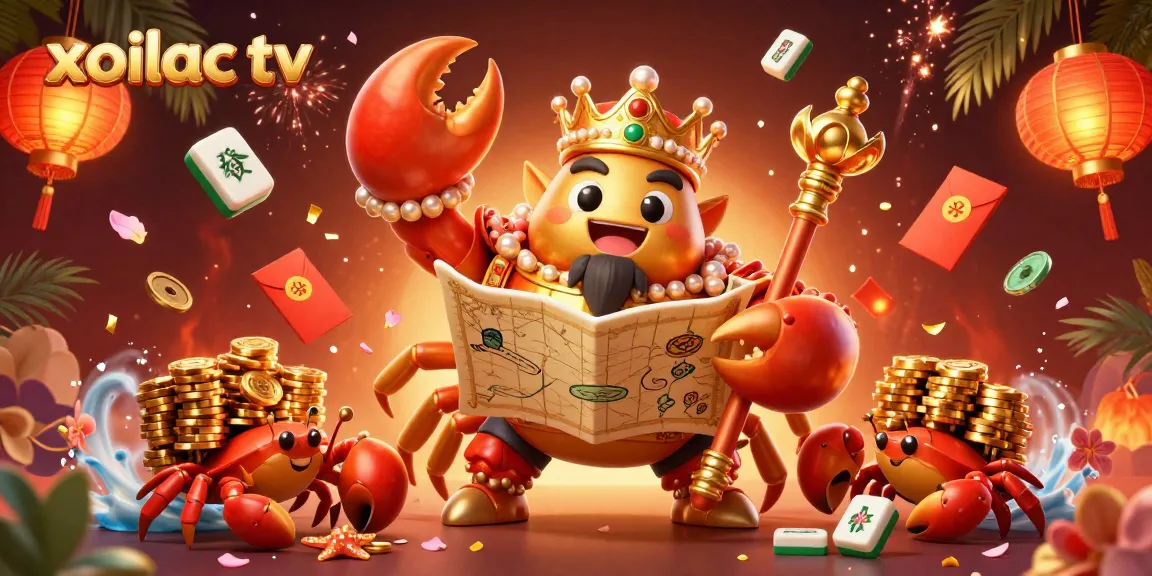 Xoilac TV lets players embark on a treasure-filled adventure with a crab emperor, gold chips, and vibrant festival elements.